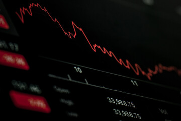 A stock graph over the dark background. 