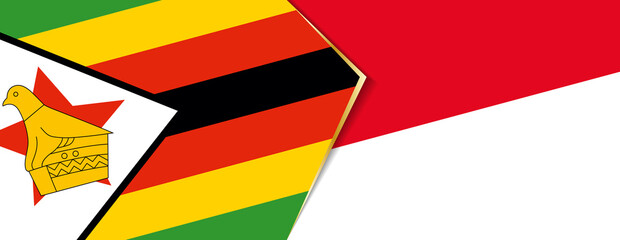 Zimbabwe and Monaco flags, two vector flags.