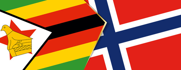 Zimbabwe and Norway flags, two vector flags.