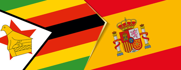 Zimbabwe and Spain flags, two vector flags.