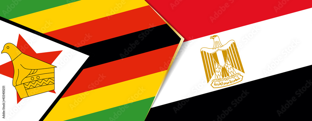 Sticker zimbabwe and egypt flags, two vector flags.