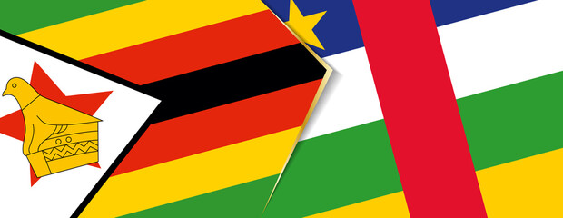 Zimbabwe and Central African Republic flags, two vector flags.