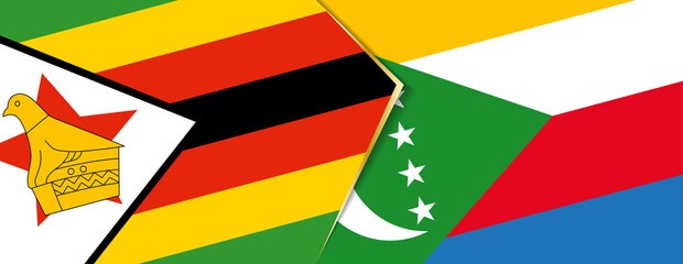 Zimbabwe and Comoros flags, two vector flags.