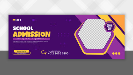 School admission promotional facebook cover template, 100% Editable - obrazy, fototapety, plakaty