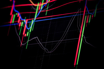 Fototapeta na wymiar A stock graph on a black background. 