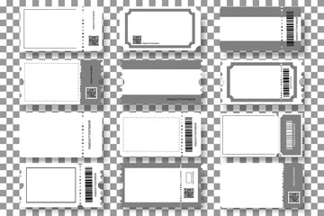 Coupon cards ,tickets,gift vouchers or certificates.Discount coupon ,ticket card of promotion sale for website,social media. Set of vector coupons template isolated on transparent background.