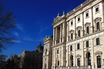 Fototapeta na wymiar View of the neoclassical facade of Neue Burg (New Castle), seat of the National Library and the Museum of Art History, in Vienna, Austria.