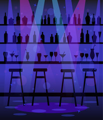 Bar counter in night club, restaurant, disco