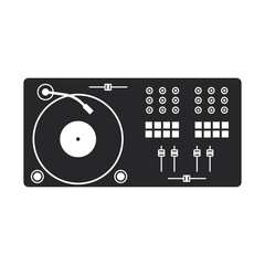 Dj sound mixer vector black filled icon isolated on transparent background. DJ mixer music equipment. Console with equalizer.