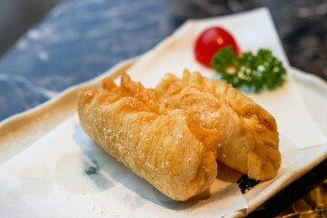 A delicious deep-fried dessert, durian crisp
