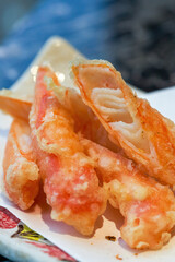 A delicious Japanese dish, fried crab stick tempura
