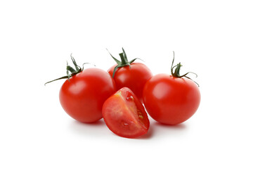Fresh cherry tomatoes isolated on white background