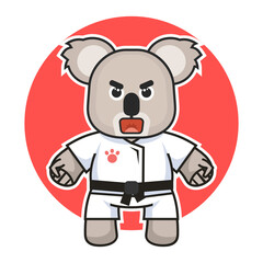 Karate koala bear in kimono. Koala martial arts logo. Modern vector illustration © paper_owl
