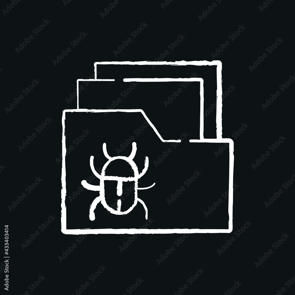 Poster virus file chalk icon. phishing and spam. hacking. vector isolated black illustration.