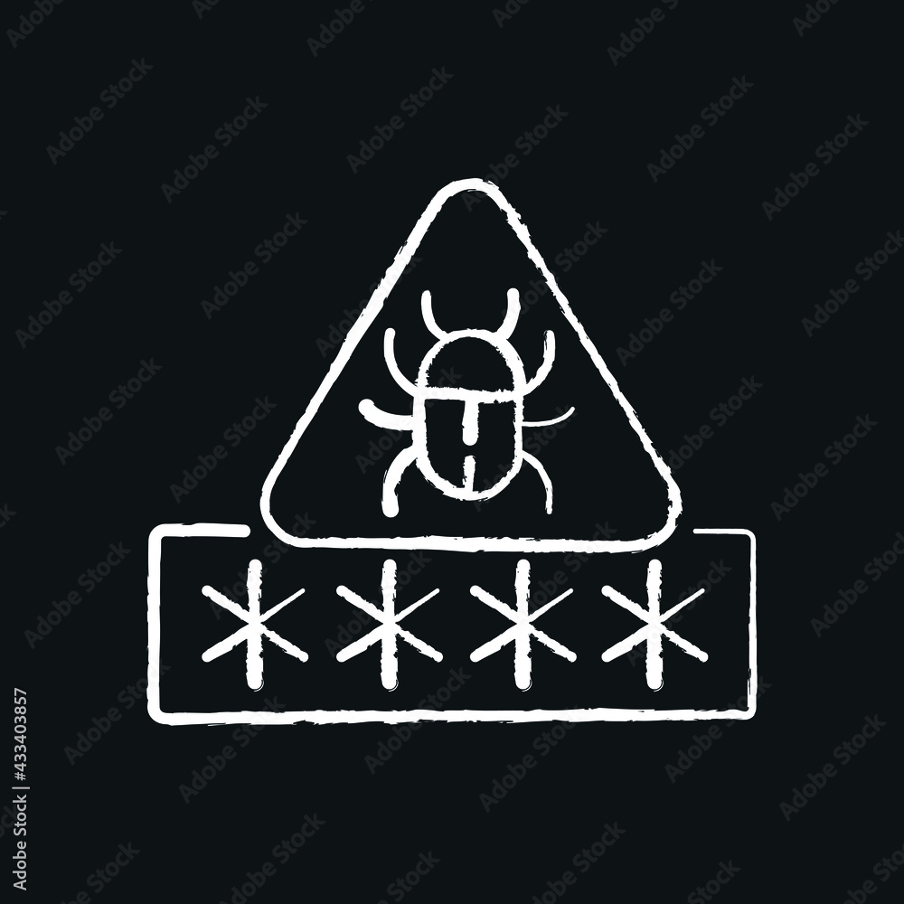 Poster password hacking chalk icon. phishing and spam. virus. vector isolated black illustration.