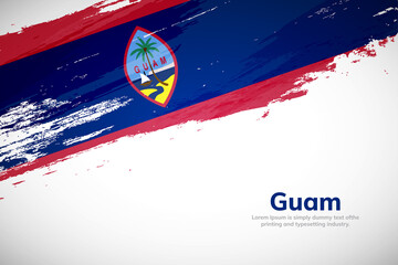 Brush painted grunge flag of Guam country. Hand drawn flag style of Guam. Creative brush stroke concept background