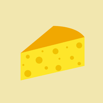 Piece of cheese. Swiss cheese or emmental cheese flat color icon for food apps and websites. Vector illustration.