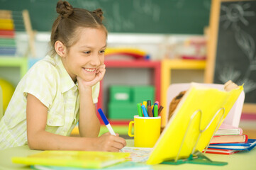 girl doing homework