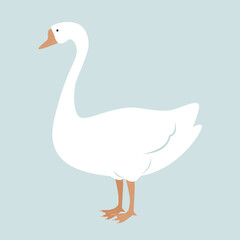 Cute White Goose cartoon Vector Illustration. Nursery design element