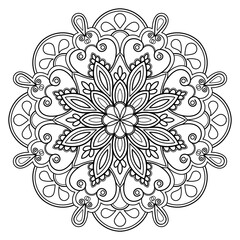 Mandala pattern Coloring book wallpaper design art. tile pattern greeting card sticker lace pattern and tattoo, yoga design. hand drawn mandala illustration. on white background