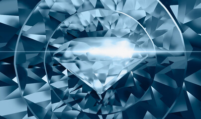 3D rendering abstract blue diamond isolated diamond background