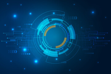 Abstract technology futuristic technology circle background with various technology elements, Hi-tech communication concept innovation background. vector illustration