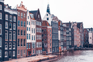 Obraz premium Traditional dutch buildings, in Amsterdam