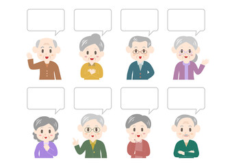 シニア男女と吹き出しのイラスト