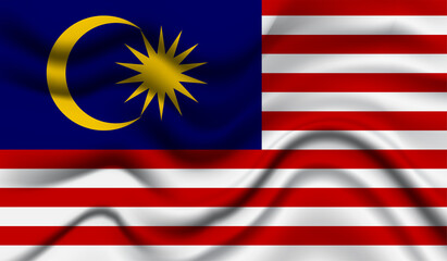 Abstract waving flag of Malaysia with curved fabric background. Creative realistic waving flag of Malaysia vector background