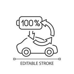 Top up charging linear icon. Way of charging electric vehicle to keep its battery health. Thin line customizable illustration. Contour symbol. Vector isolated outline drawing. Editable stroke