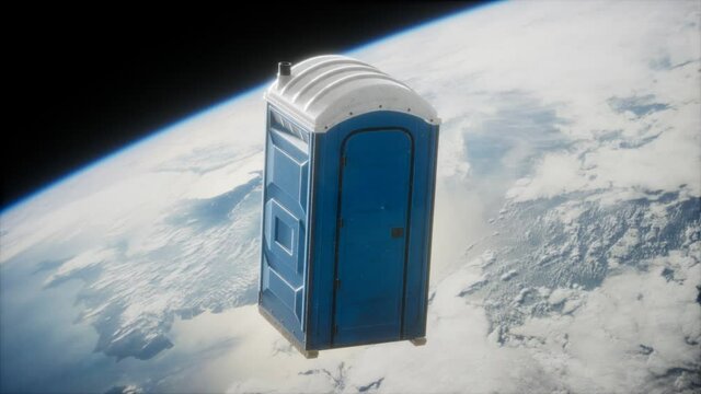 Portable street WC toilet cabin on Earth orbit