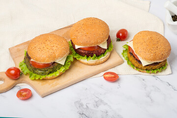 vegetarian burgers. carrot burgers with avocado