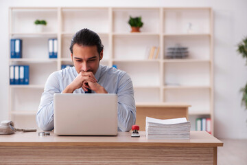 Young male employee working in the office