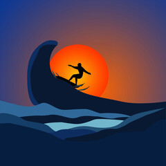 silhouette of a surfer