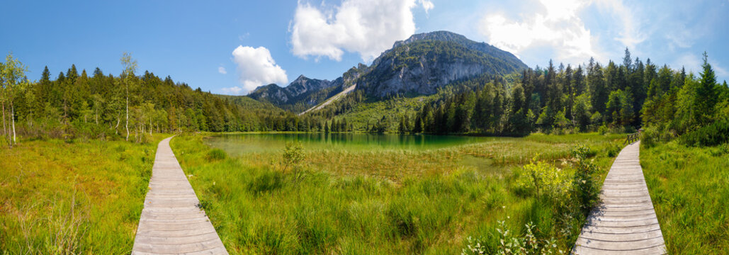 Lake Frillensee on a sunny summer day, Inzell, Bavaria