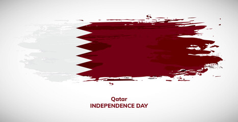 Happy independence day of Qatar. Brush flag of Qatar vector illustration. Abstract watercolor national flag background