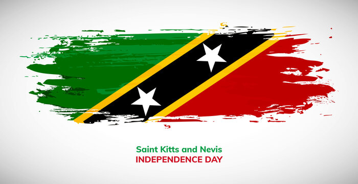 Happy independence day of Saint Kitts and Nevis. Abstract watercolor national flag background