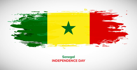 Happy independence day of Senegal. Brush flag of Senegal vector illustration. Abstract watercolor national flag background