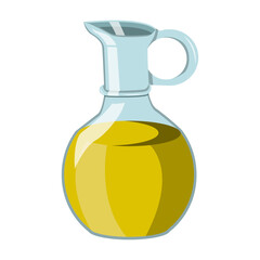 vegetable oil in a glass jar, olive or sunflower oil. vector isolated on a white background.