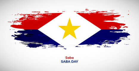 Happy Saba day. Brush flag of Saba vector illustration. Abstract watercolor national flag background