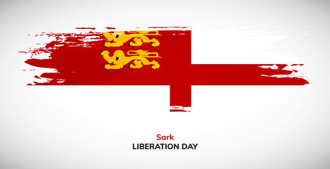Happy liberation day of Sark. Brush flag of Sark vector illustration. Abstract watercolor national flag background