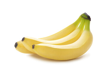 Bunch of bananas isolated on white background. Ripe bananas Clipping Path. Quality macro photo for your project.