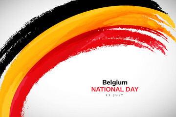 Happy national day of Belgium with watercolor brush stroke flag background with abstract watercolor grunge brush flag