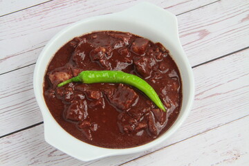 Filipino food called Pork Dinuguan or Pork Blood Stew