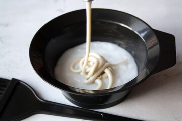 Professional hair dresser tools with copy space.