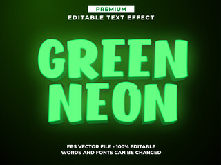 Green Neon Style Editable Text Effect Premium Eps