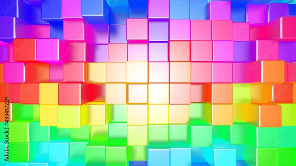 Aufkleber bright colored full spectrum rainbow of moving cube cubic columns boxes surface