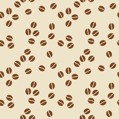 Coffee beans brown seamless pattern.