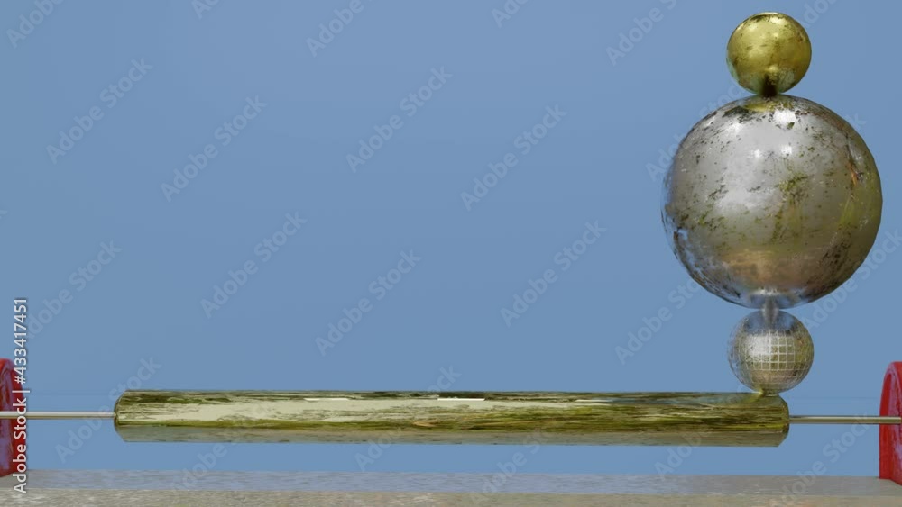 Poster abstract three-dimensional composition. three spheres are rolling on a rotating cylinder. looped mov