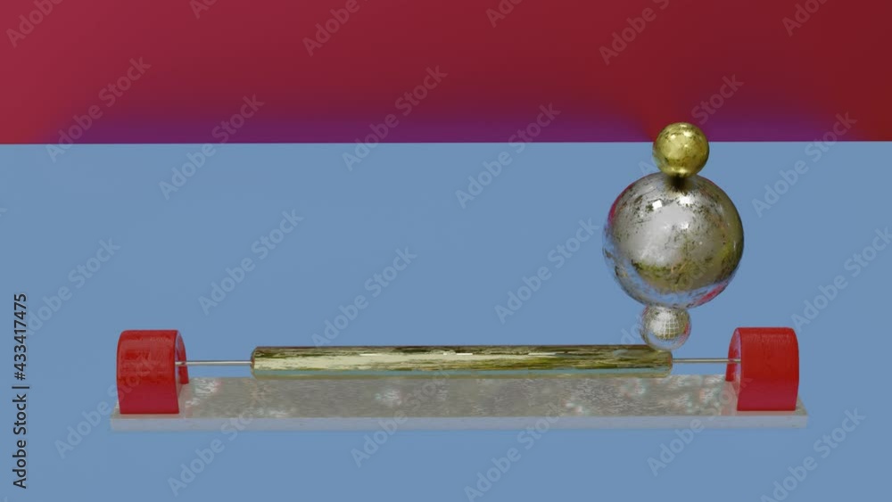 Poster abstract three-dimensional composition. three spheres are rolling on a rotating cylinder. looped mov